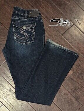 Silver Jeans Suki Women’s Dark Blue Bootcut Jeans Sz 31W 34L